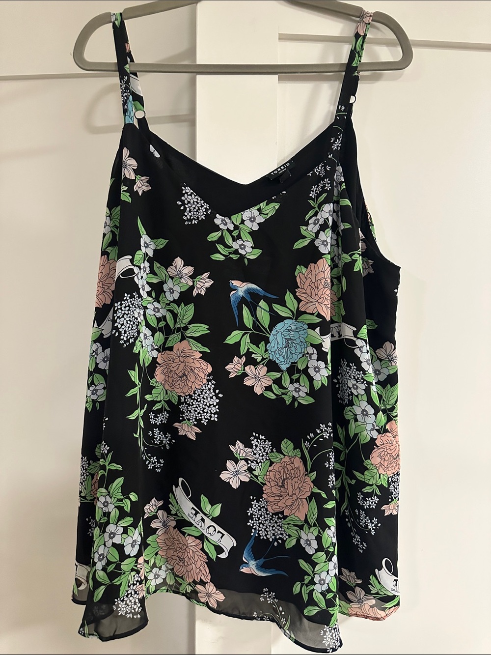 Torrid Black Floral Spaghetti-Strap Camisole Size: 3